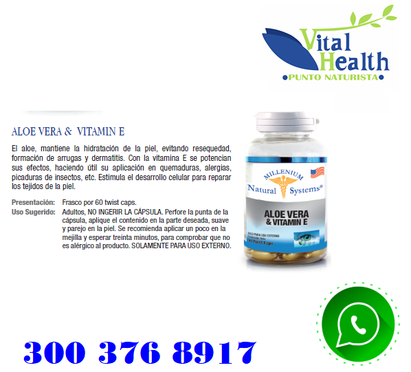 Aloe Vera Con Vitamina E Facial Por 60 Capsulas